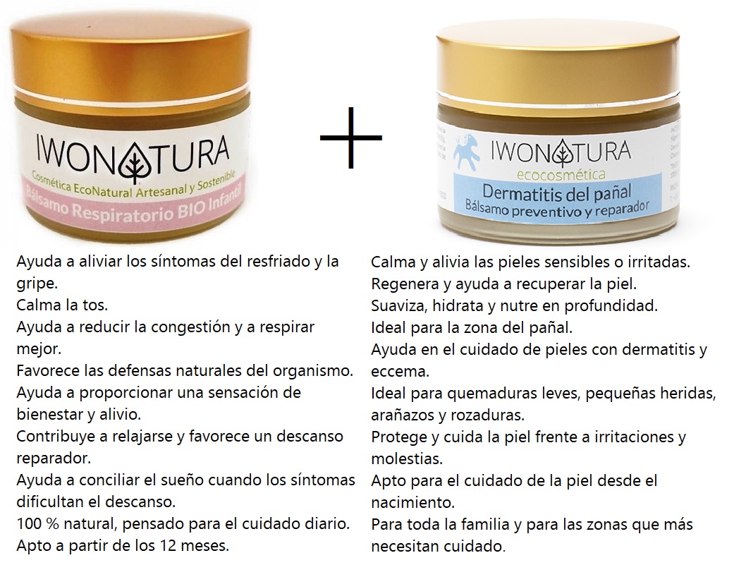 Lote de dos productos Bálsamo respiratorio 30ml y Bálsamo de pañal 30ml